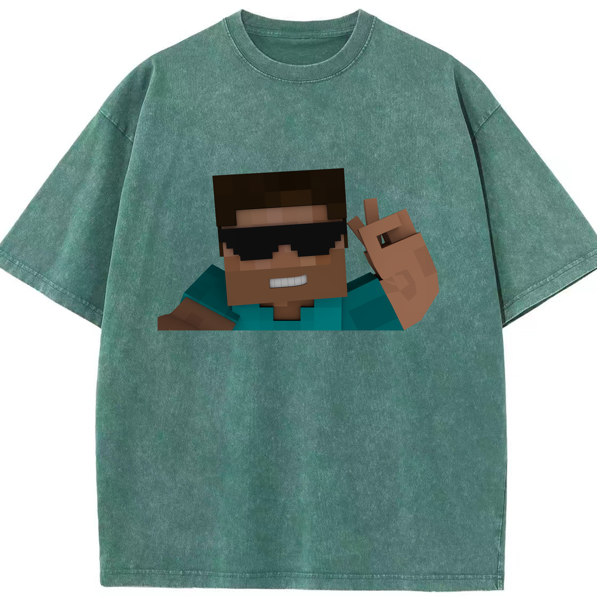 （画像用） マインクラフト ブロックの世界 Minecraft MC Block world 綿100% ヴィンテージ風 半袖Tシャツ（フロントプリント）